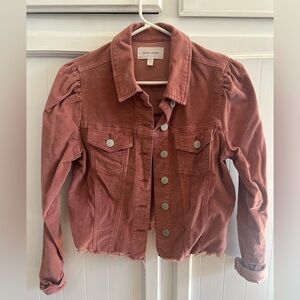 Dear John Mauve/Pink Corduroy Puff-Sleeve Jacket